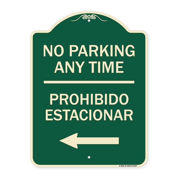 Signmission No Parking Anytime Prohibido Estacionar W/ Left Arrow Heavy-Gauge Alum Sign, 24" x 18", G-1824-23767 A-DES-G-1824-23767 - main
